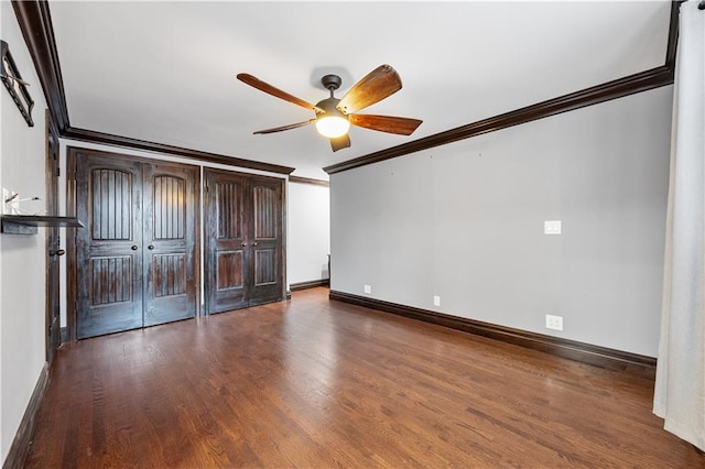 9430 Ridge Blvd Unit 4E, Brooklyn, NY 11209 - unfurnished bedroom with crown molding, wood finished floors, and a ceiling fan