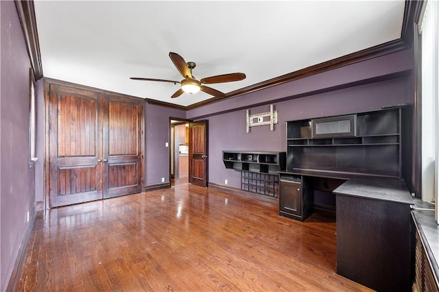 9430 Ridge Blvd Unit 4E, Brooklyn, NY 11209 - unfurnished office with crown molding, a ceiling fan, and wood finished floors