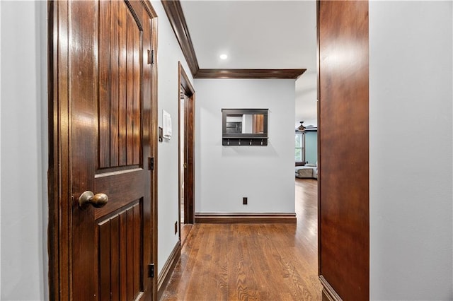 9430 Ridge Blvd Unit 4E, Brooklyn, NY 11209 - hallway with ornamental molding and wood finished floors