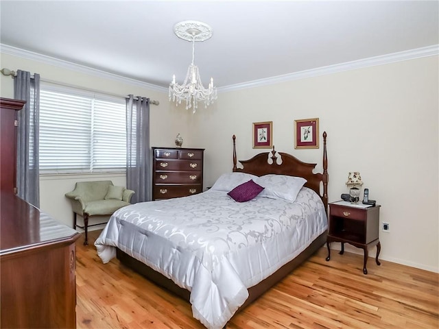 143 Getz Ave, Staten Island, NY 10312 - bedroom with a chandelier, light wood-type flooring, and ornamental molding