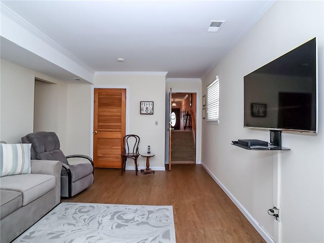 143 Getz Ave, Staten Island, NY 10312 - living area featuring wood finished floors and ornamental molding