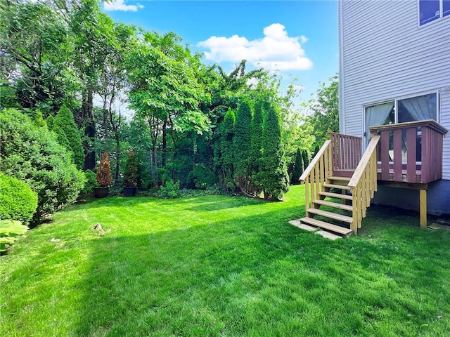 5 Greaves Ave, Staten Island, NY 10308 - view of green lawn featuring stairs and a deck