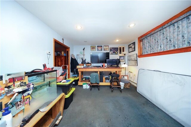 15 Allison Pl, Staten Island, NY 10306 - carpeted office featuring recessed lighting and a baseboard radiator