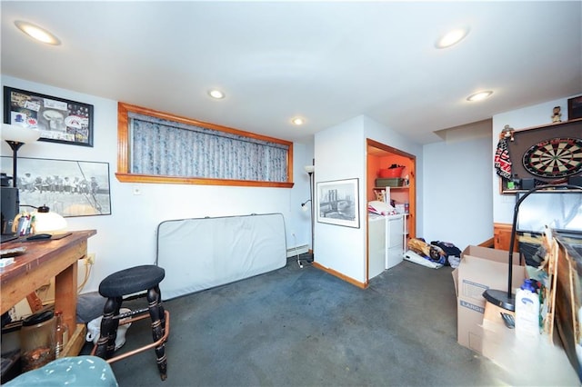 15 Allison Pl, Staten Island, NY 10306 - miscellaneous room with washer and dryer, recessed lighting, and carpet floors