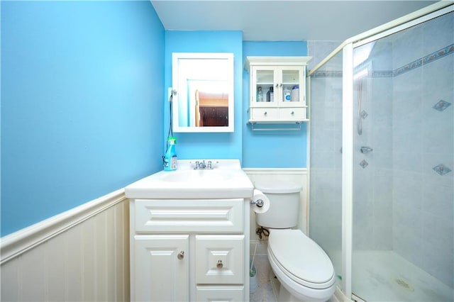 15 Allison Pl, Staten Island, NY 10306 - bathroom with a wainscoted wall, vanity, and a shower stall