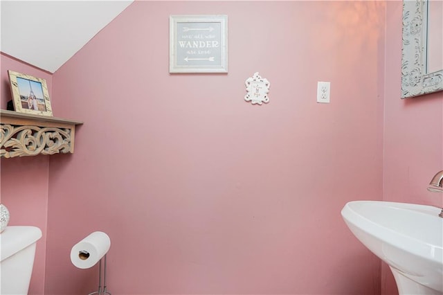 172 Rosedale Ave, Staten Island, NY 10312 - half bath with vaulted ceiling and a sink
