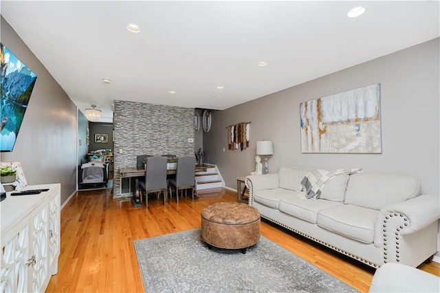 172 Rosedale Ave, Staten Island, NY 10312 - living room featuring light wood-type flooring and recessed lighting