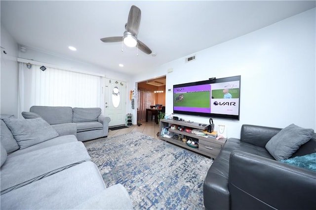 300A Andros Ave, Staten Island, NY 10303 - tiled living room with a ceiling fan and recessed lighting