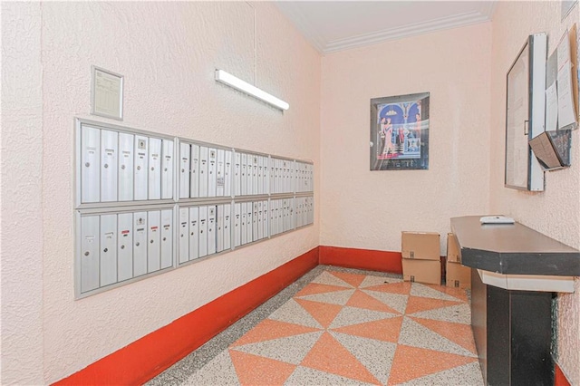 1543 W 1st St Unit D1, Brooklyn, NY 11204 - view of home's community featuring mail area, crown molding, and a textured wall