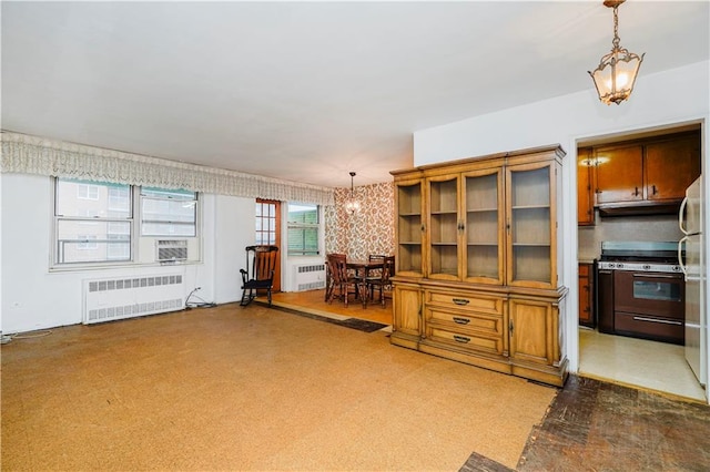 1935 Shore Pkwy Unit 8E, Brooklyn, NY 11214 - interior space with radiator heating unit, a chandelier, and cooling unit