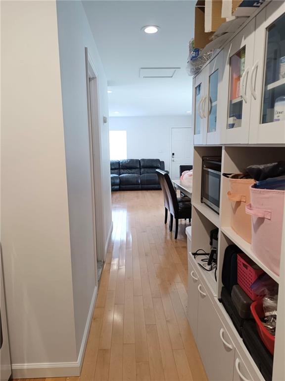 268 Nelson Ave, Staten Island, NY 10308 - hall with light wood-type flooring, attic access, and recessed lighting