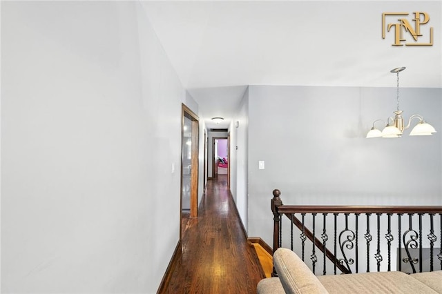 7 Kunath Ave, Staten Island, NY 10309 - corridor with wood finished floors, an upstairs landing, and a chandelier