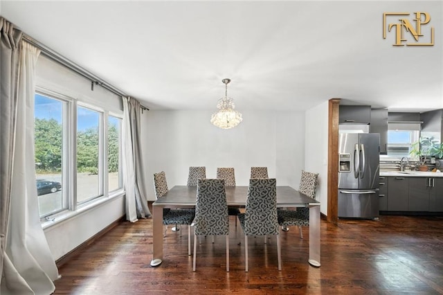 7 Kunath Ave, Staten Island, NY 10309 - dining space with a chandelier, healthy amount of natural light, and dark wood finished floors