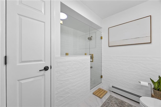 324 Norway Ave, Staten Island, NY 10305 - bathroom with baseboard heating and a shower stall
