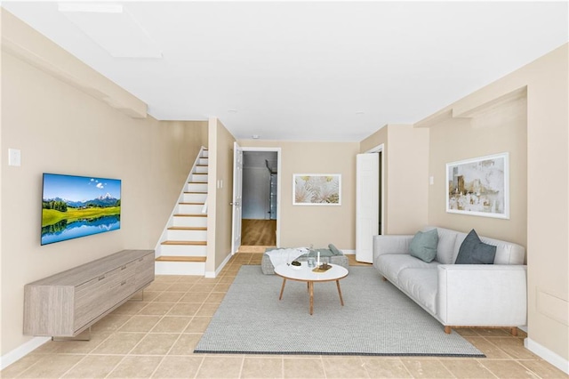 797 Father Capodanno Blvd, Staten Island, NY 10305 - living room with stairway and tile patterned floors