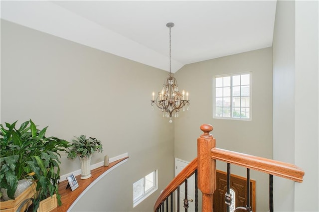 37 Quail Ln, Staten Island, NY 10309 - hall featuring an upstairs landing and a chandelier