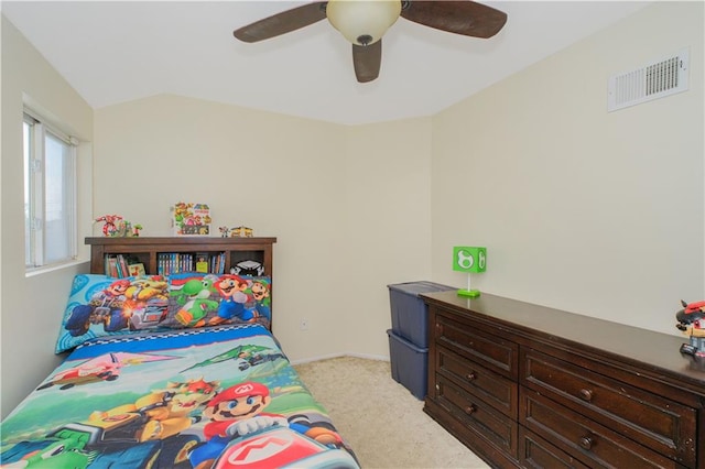 37 Quail Ln, Staten Island, NY 10309 - bedroom featuring light carpet, vaulted ceiling, and ceiling fan