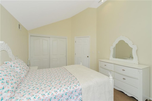 37 Quail Ln, Staten Island, NY 10309 - bedroom with lofted ceiling, a closet, and carpet floors