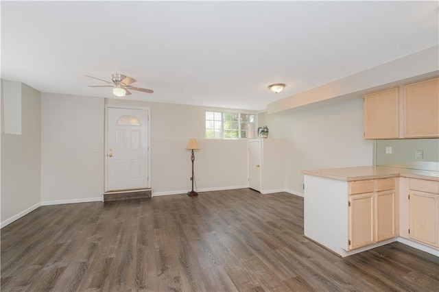 37 Quail Ln, Staten Island, NY 10309 - kitchen featuring light countertops, light brown cabinets, dark wood-style floors, and open floor plan