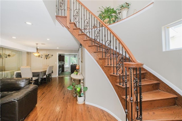37 Quail Ln, Staten Island, NY 10309 - stairs with wood finished floors and recessed lighting