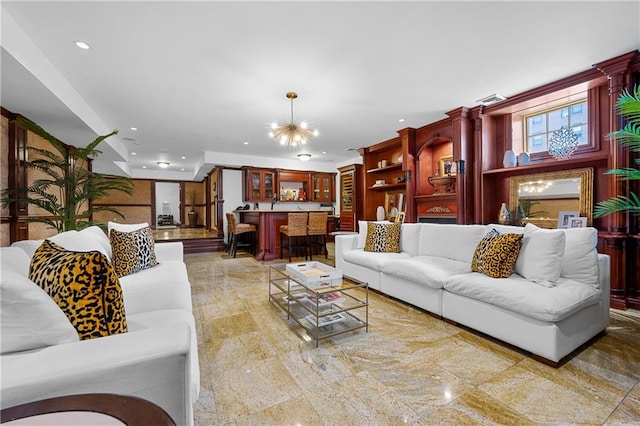 8524 Ridge Blvd, Brooklyn, NY 11209 - living area featuring recessed lighting and a chandelier
