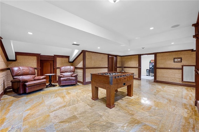 8524 Ridge Blvd, Brooklyn, NY 11209 - playroom featuring recessed lighting and light marble finish flooring