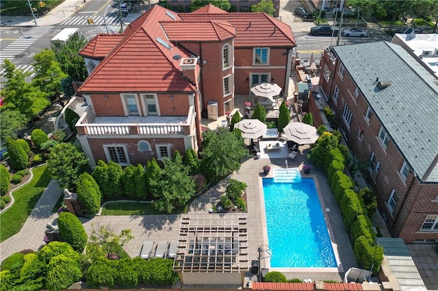 8524 Ridge Blvd, Brooklyn, NY 11209 - view from above of property with a pool area