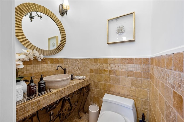 8524 Ridge Blvd, Brooklyn, NY 11209 - bathroom with tile walls and a wainscoted wall