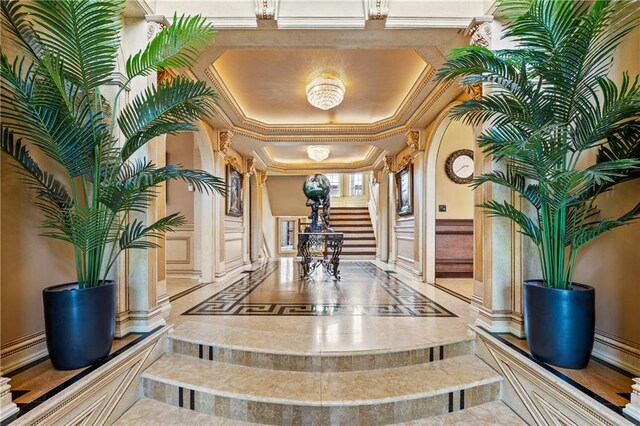 8524 Ridge Blvd, Brooklyn, NY 11209 - common area with stairs, a decorative wall, and ornamental molding