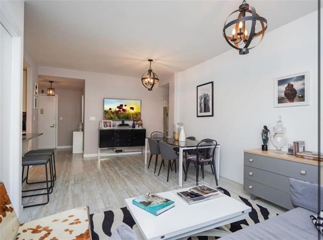100 Oceana Dr W Unit 4J, Brooklyn, NY 11235 - living area featuring a chandelier and light wood-type flooring
