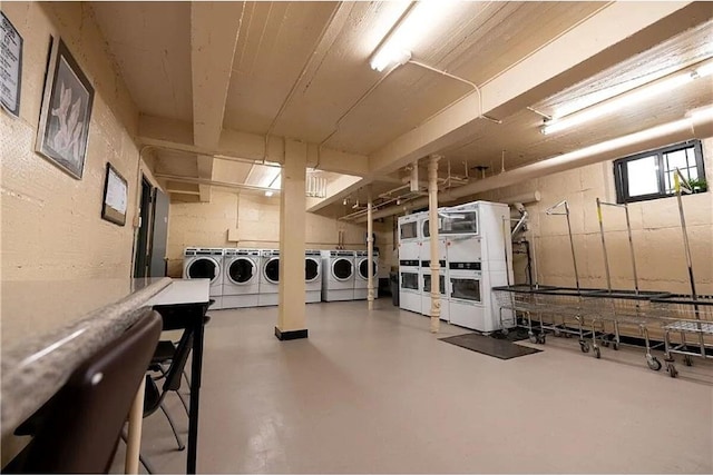 1717 Avenue N Unit 3C, Brooklyn, NY 11230 - basement with washer and dryer and stacked washer and clothes dryer