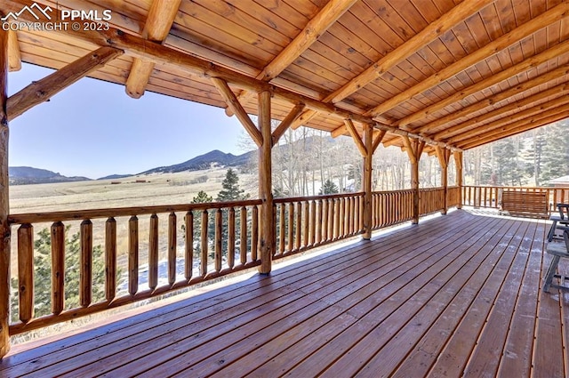 deck featuring a mountain view