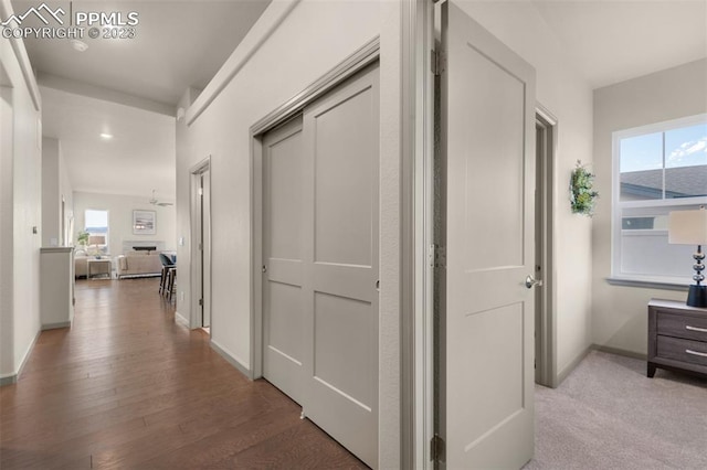 corridor featuring light wood-type flooring