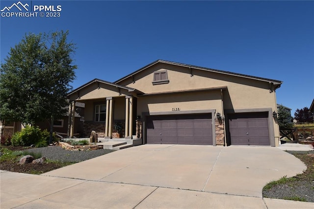 view of front of house with a garage