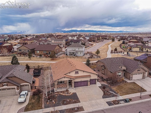 aerial view with a mountain view