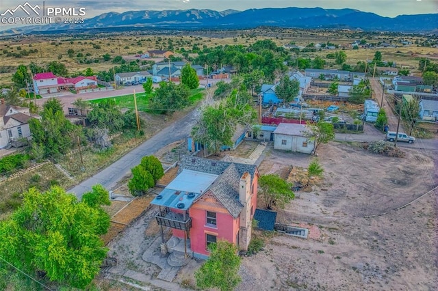 aerial view with a mountain view