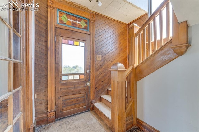 interior space with wood walls