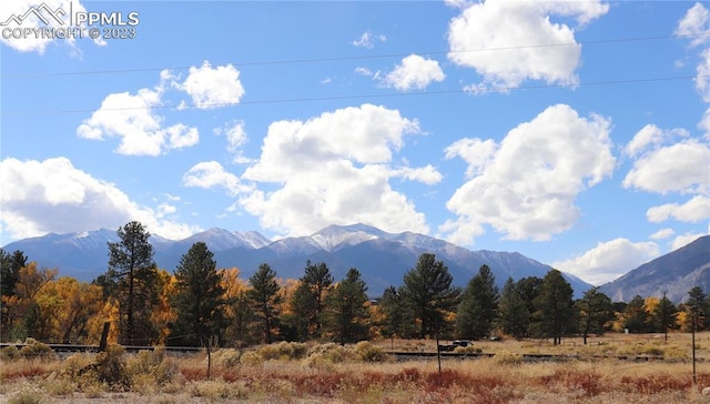 view of mountain feature with a rural view