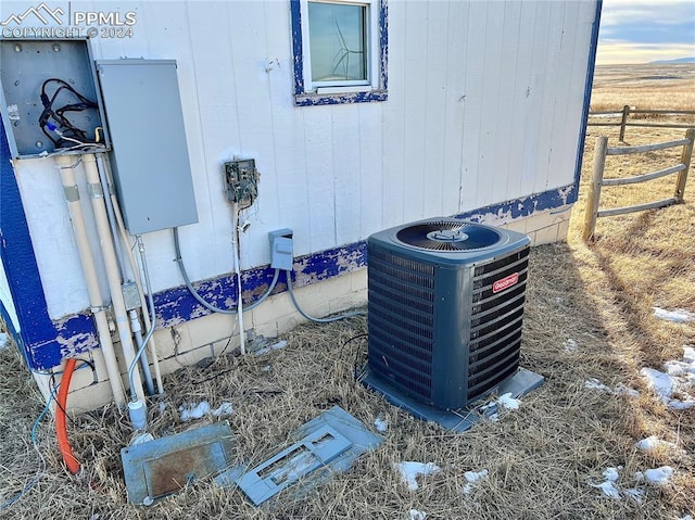 9785 N Calhan Hwy, Calhan, CO 80808 - exterior details featuring central air condition unit and fence