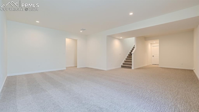 basement with carpet floors