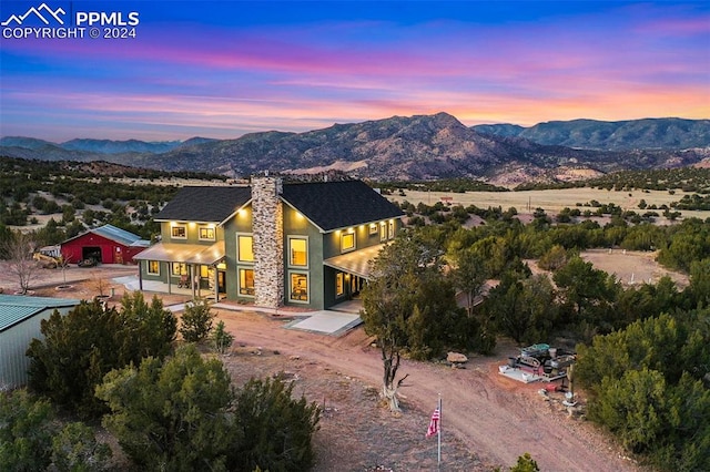 exterior space featuring a mountain view