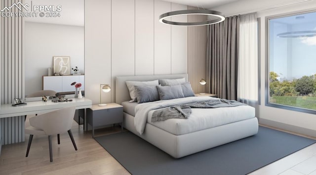 bedroom featuring light wood-type flooring