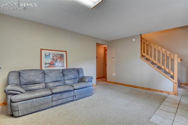 living room with light tile floors