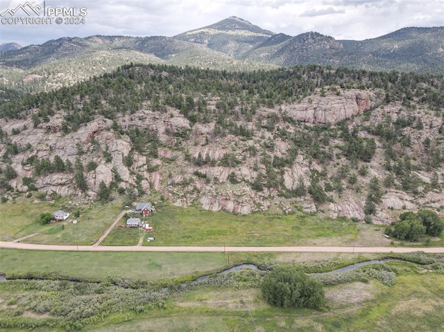 bird's eye view with a mountain view