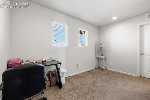 office area with light carpet