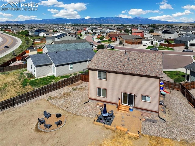 drone / aerial view with a mountain view