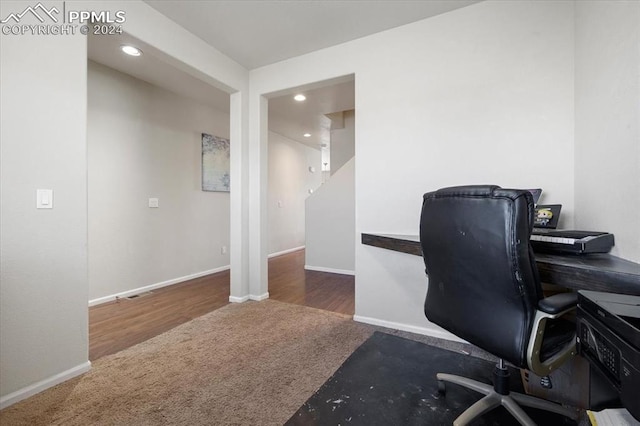 home office featuring carpet floors