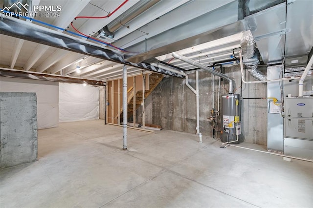 basement with water heater