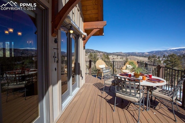 deck with a mountain view