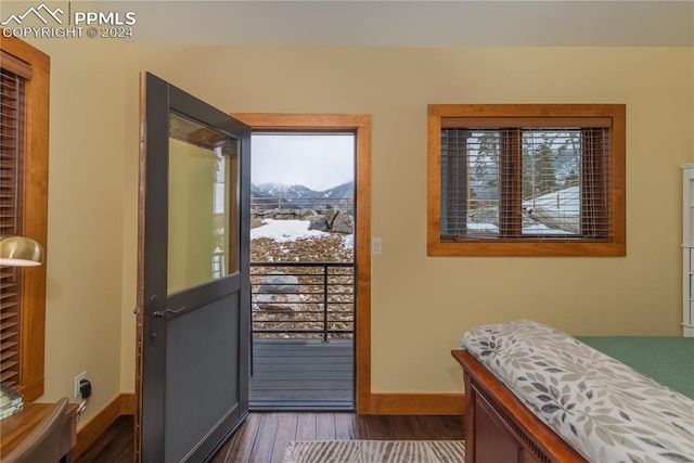 bedroom featuring dark hardwood / wood-style flooring